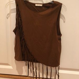 brown suede top